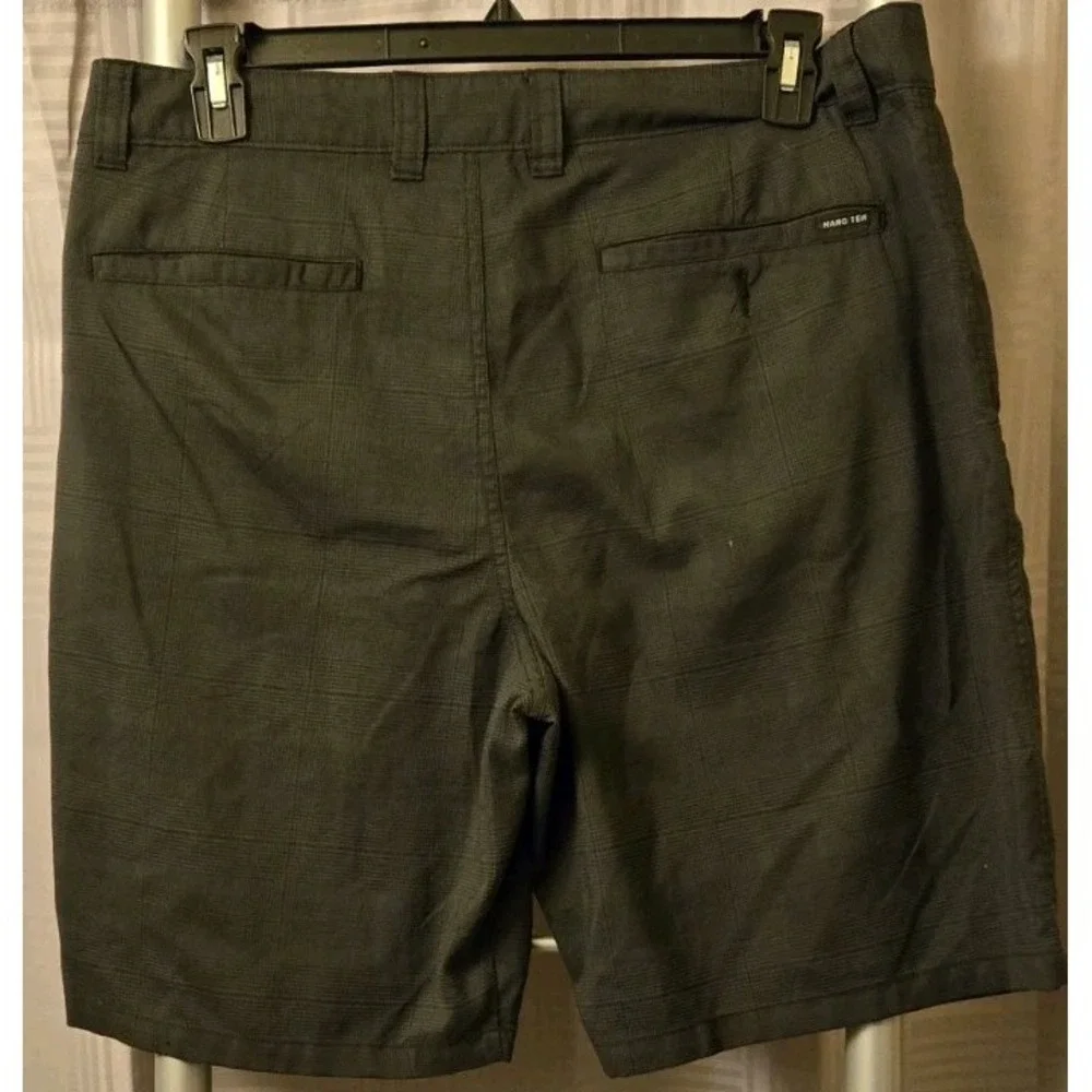 Hang Ten Hybrid Black Plaid Shorts Mens 36 Board Casual 10